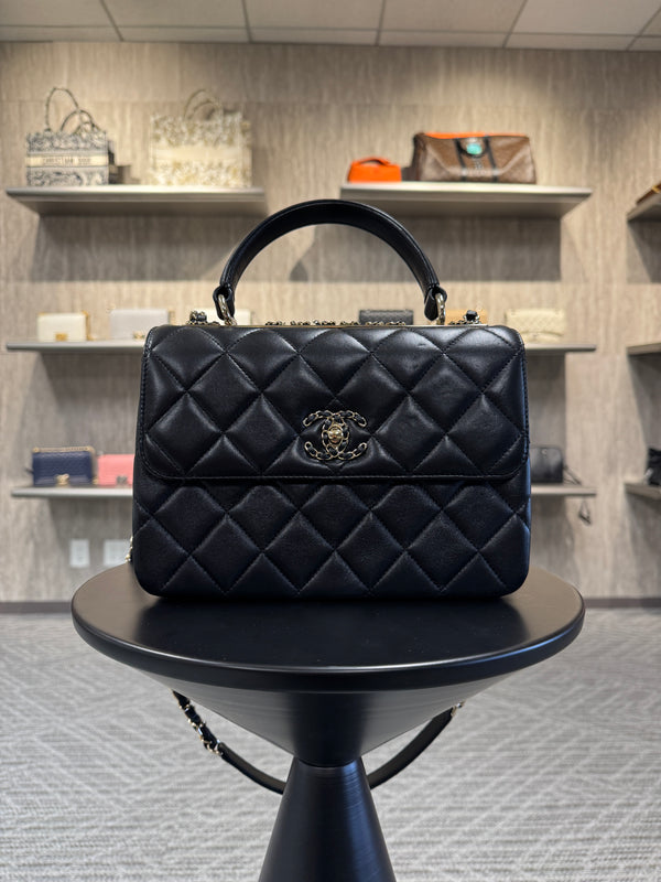 Chanel Black Quilted Leather Small Trendy CC Top Handle Bag