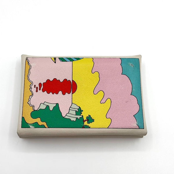 Hermès Paris Calvi Card Holder With Colorful Pop Art Print Design