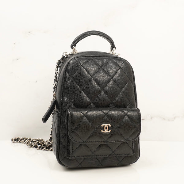 CHANEL Caviar Quilted CC Mini Classic Backpack Black