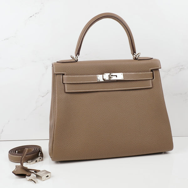 HERMES Kelly 28 Etoupe Togo PHW