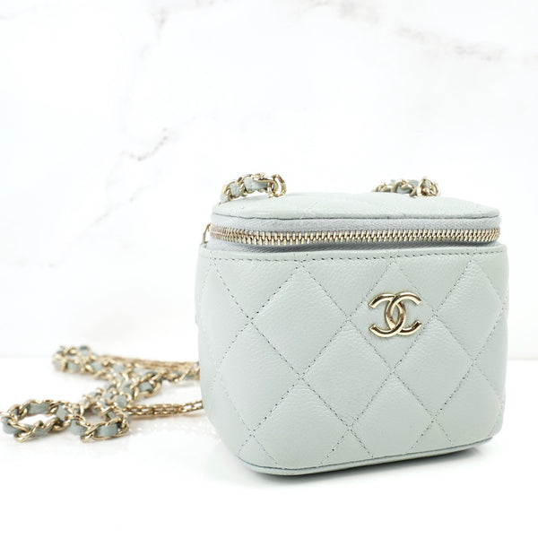 CHANEL Chain Mini Vanity light blue