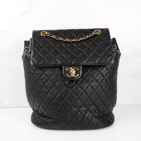 CHANEL Lambskin Quilted Large Urban Spirit Backpack black