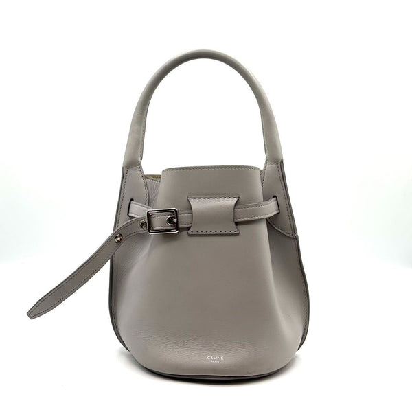 Celine Small Sangle Bucket Bag In Smooth Gray Leather