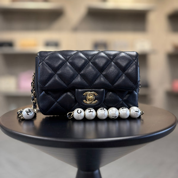 CHANEL Lambskin Quilted Mini My Precious Flap Black
