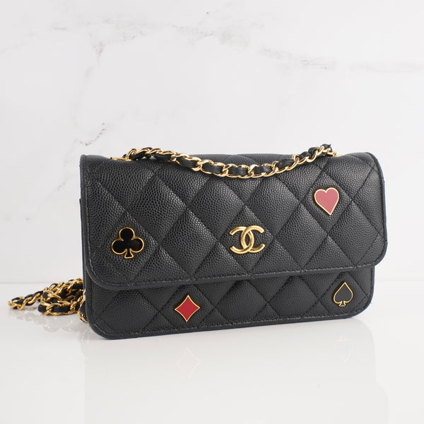 CHANEL
Caviar Quilted Enamel Coco Casino Wallet On Chain WOC Black