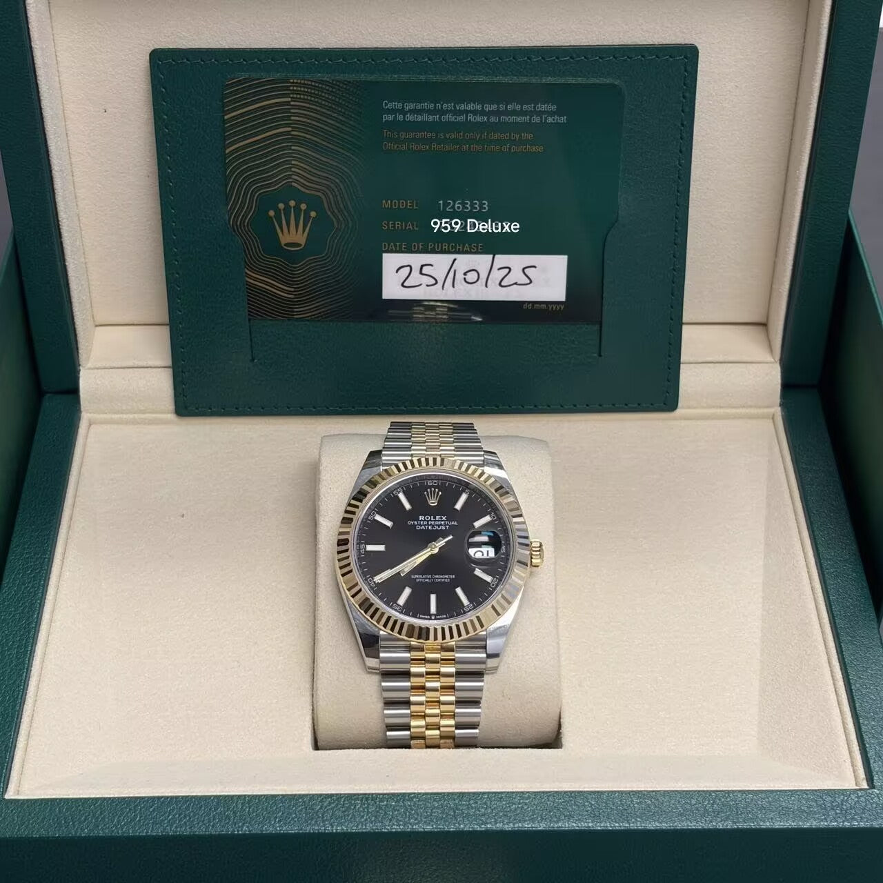Rolex Datejust 41mm 126333 Two-Tone Jubilee Black Dial – 959 Deluxe
