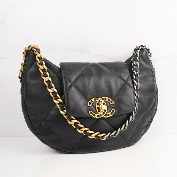 Chanel
19 Hobo Bag Black Lambskin Mixed Metal Hardware