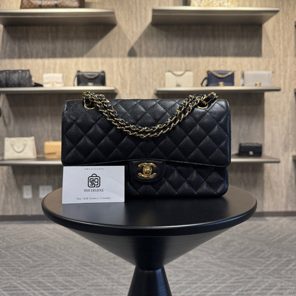 Chanel Classic Double Flap Medium Black Caviar Gold Hardware