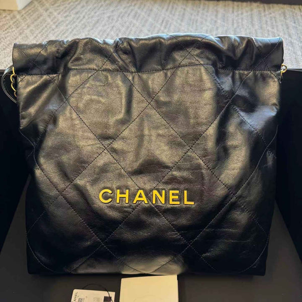 Chanel Shiny Calfskin Quilted Small Chanel 22 Black