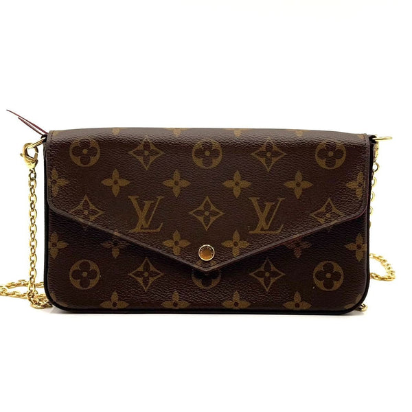 Louis Vuitton Monogram Canvas Felicie Pochette Crossbody With Gold Chain Strap