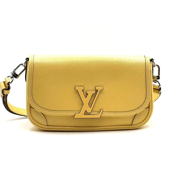 Louis Vuitton Yellow Epi Leather Pochette Crossbody Bag With Silver-Tone Hardware & Adjustable Strap