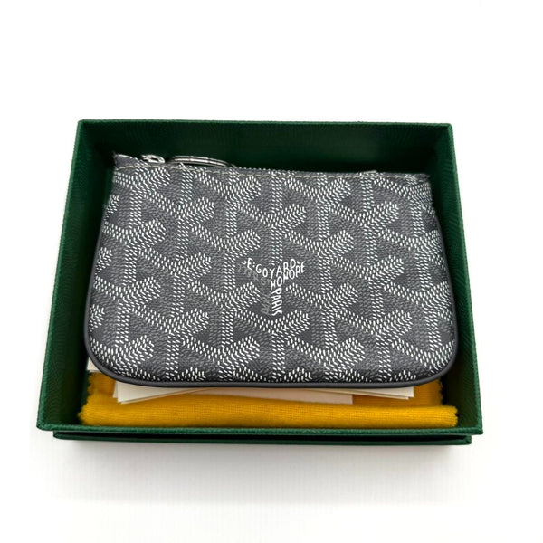 Goyard Grey Monogram Canvas Zippered Coin Pouch With Keychain