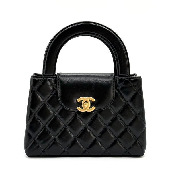 Chanel Black Quilted Lambskin Mini Tote Bag With Gold CC Turn Lock Closure