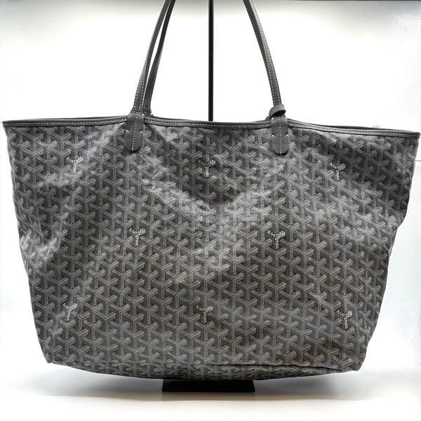 Goyard St. Louis GM Tote Bag Chevron Print Gray Canvas With Dual Leather Handles & Spacious Interior